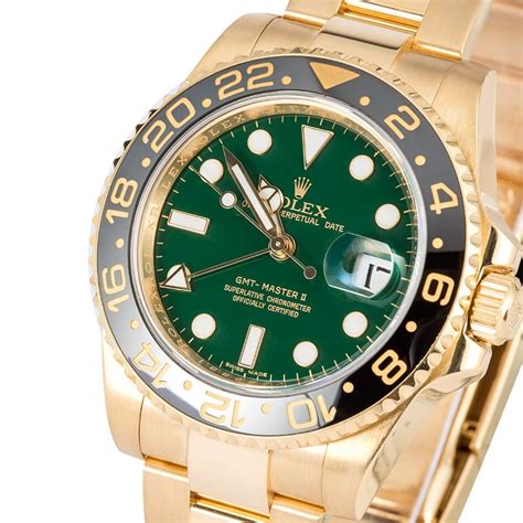 rolex gmt master ii gold green face